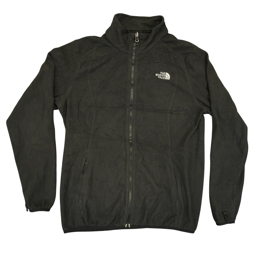 The North Face Fleece Jacket Womens Large Black Full Zip TKA 100 Mock Neck Logo
